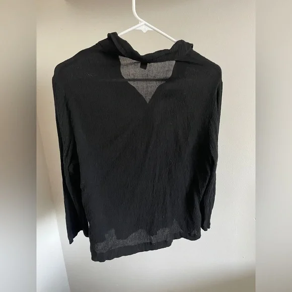Eileen Fisher Ruched Black Button Down (Medium) - Picture 3 of 5